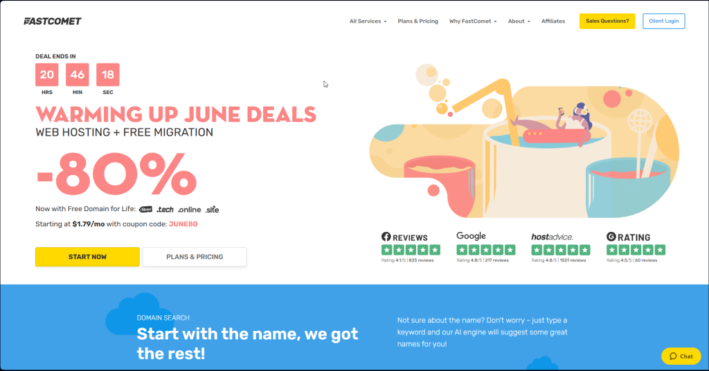 FastComet Balancing Design and Performance in WordPress Homepage